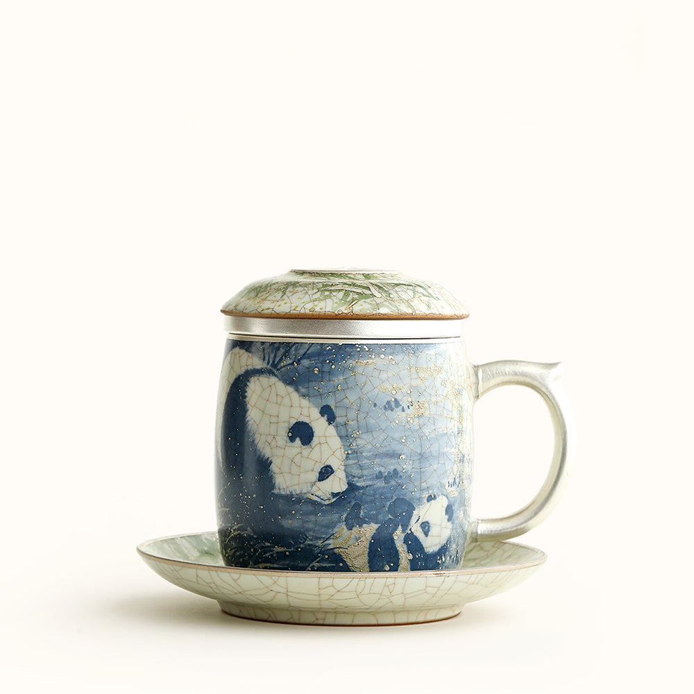 Chinese Ruyao Panda And Bamboo Tea Cup
