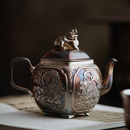Chinese Mythical Beast Silver Teapot