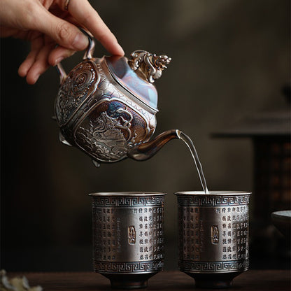 Chinese Mythical Beast Silver Teapot