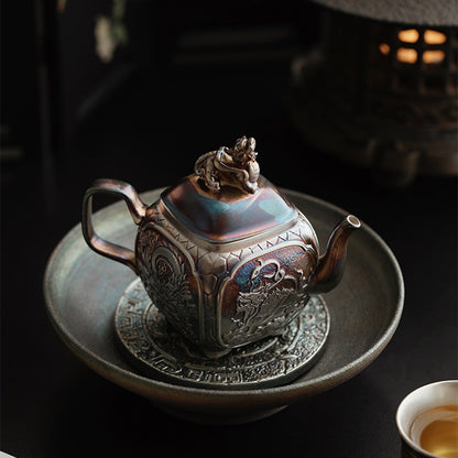 Chinese Mythical Beast Silver Teapot