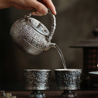Chinese Antique Silver-Plated Ceramic Teapot