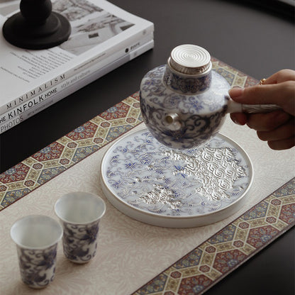 Blue And White Porcelain Teapot With Side Handle