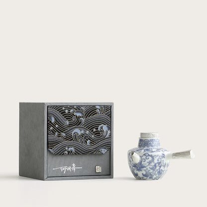 Blue And White Porcelain Teapot With Side Handle