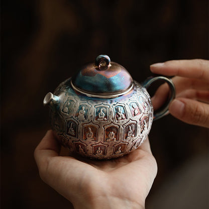 Colorful Silver-Plated Ceramic Buddhas Teapot