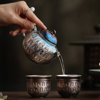 Colorful Silver-Plated Ceramic Buddhas Teapot