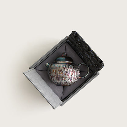Colorful Silver-Plated Ceramic Buddhas Teapot