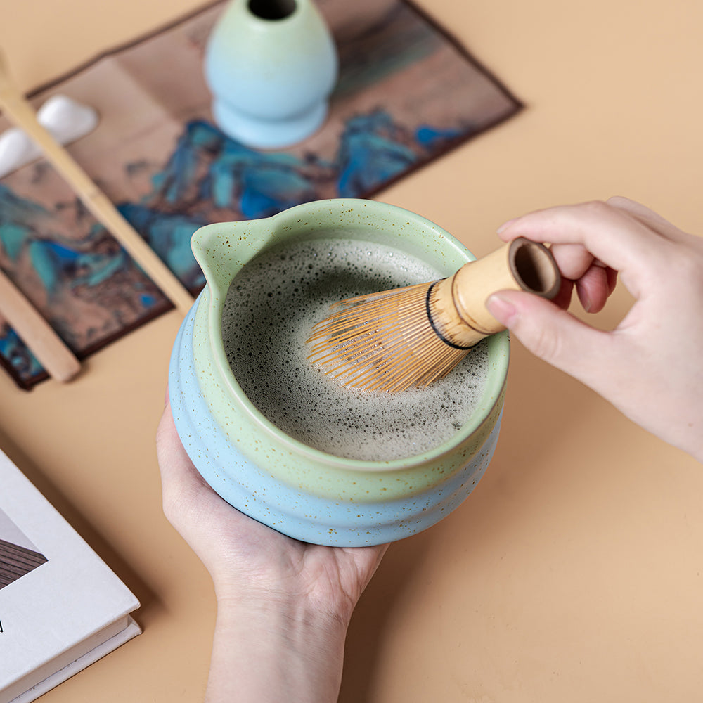 Japanese Gradient Green &amp; Blue Matcha Tea Set