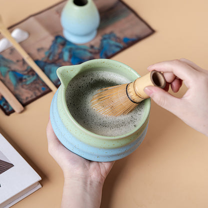 Japanese Gradient Green &amp; Blue Matcha Tea Set