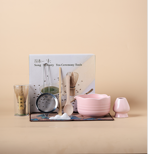 Japanese Pink Matcha Green Tea Set