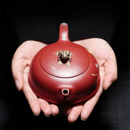 Handmade Yixing Red Clay Lotus Tea Set