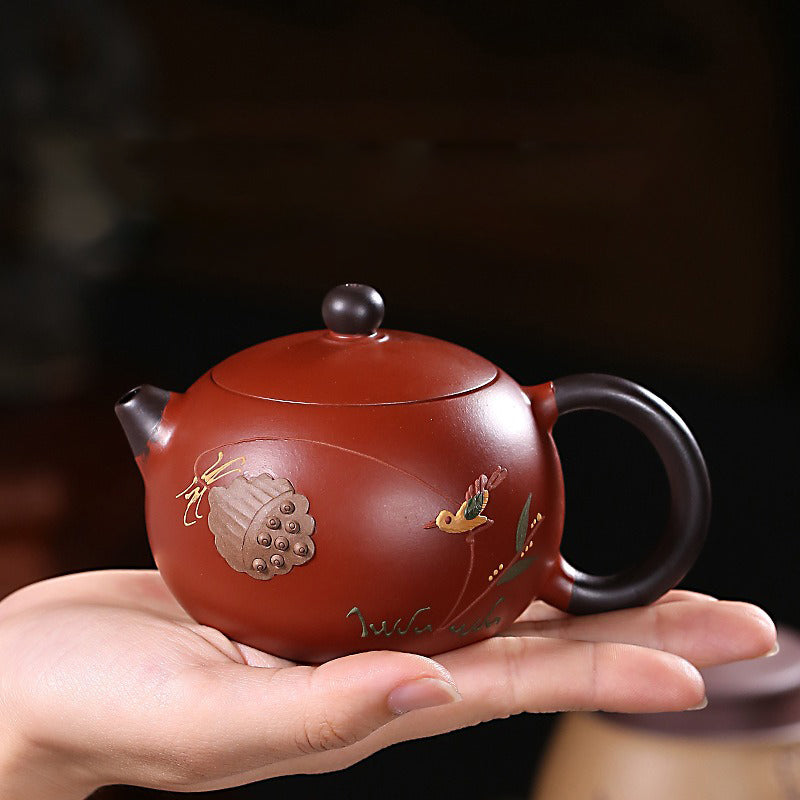 Yixing Red Clay Xi Shi Lotus Teapot