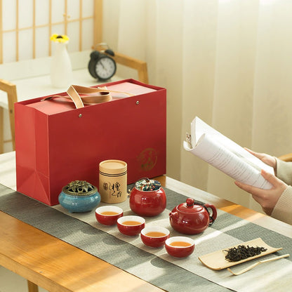 Chinese Red Tea Set With Gift Box