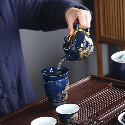 Chinese Blue Landscape Porcelain Tea Set