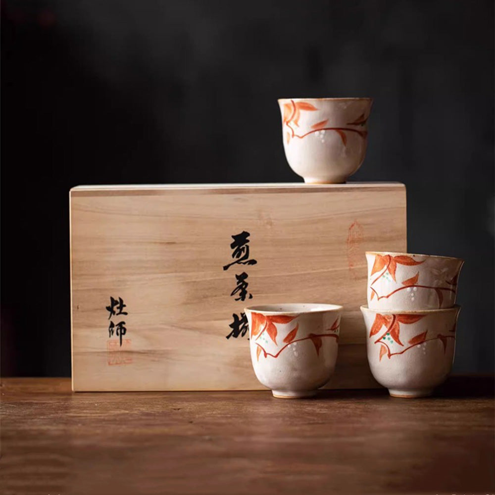 Japanese Ceramic Flower Dance Tea Cup Set of Five – Umi Tea Sets