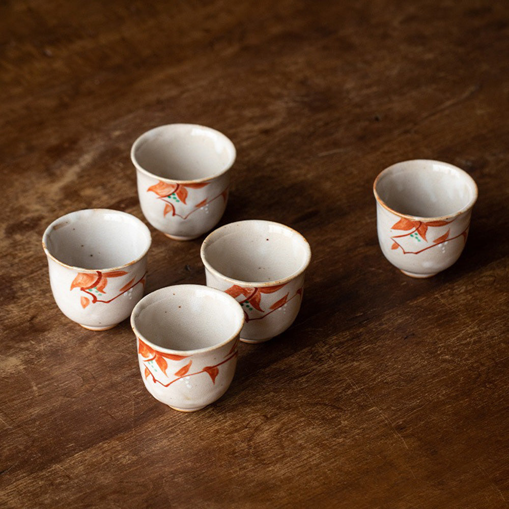 Japanese Ceramic Flower Dance Tea Cup Set of Five – Umi Tea Sets