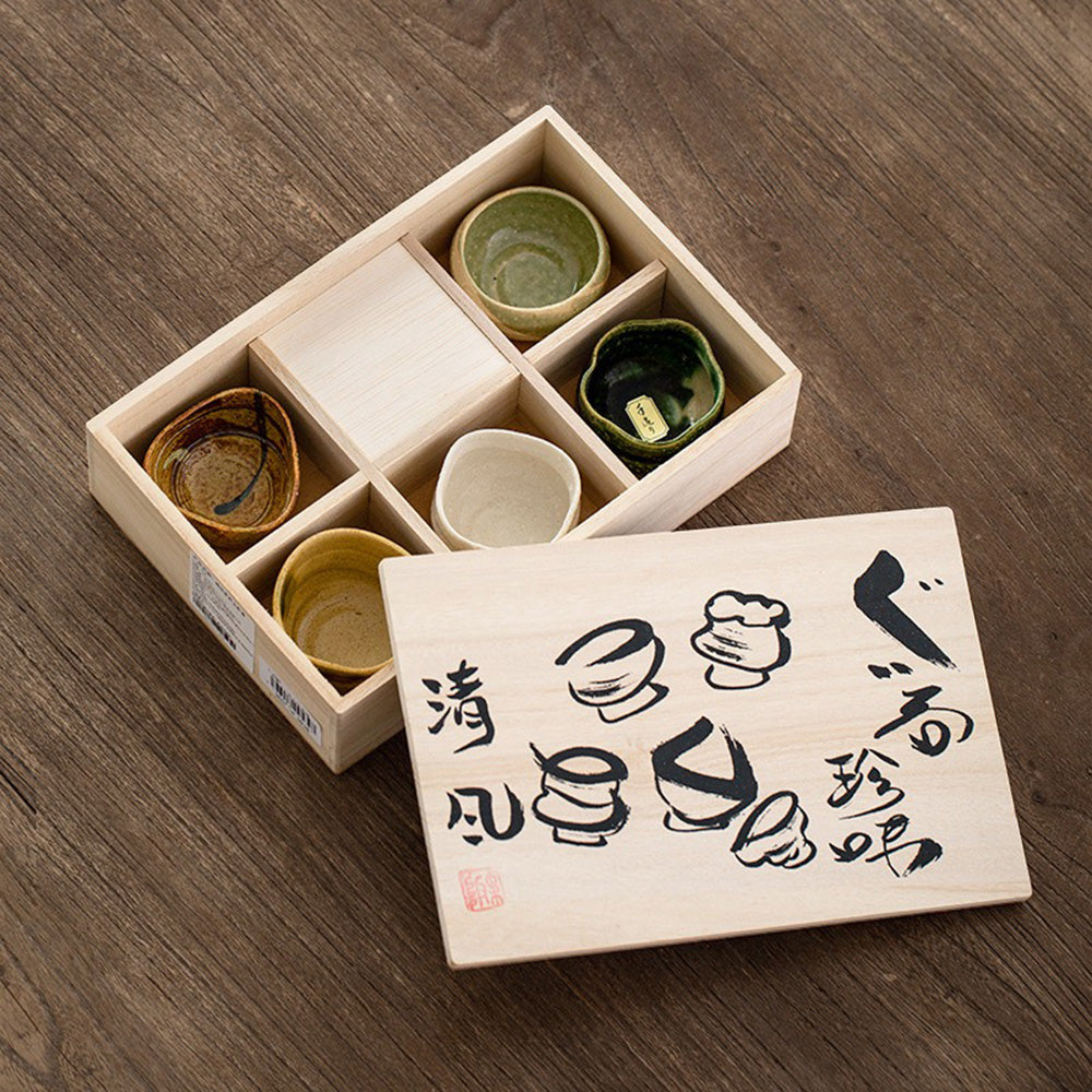 Japanese Mino-yaki Pottery Tea Cup Set - Thumbnail 3