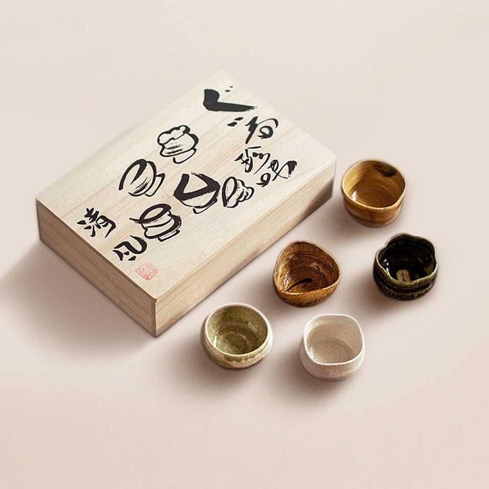Japanese Mino-yaki Pottery Tea Cup Set - Thumbnail 2