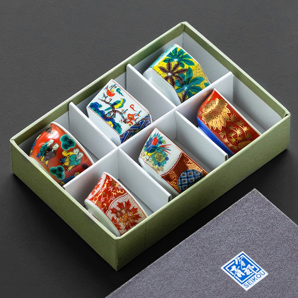 Japanese Kutani-yaki Ceramic Tea Cup Set of Six – Umi Tea Sets