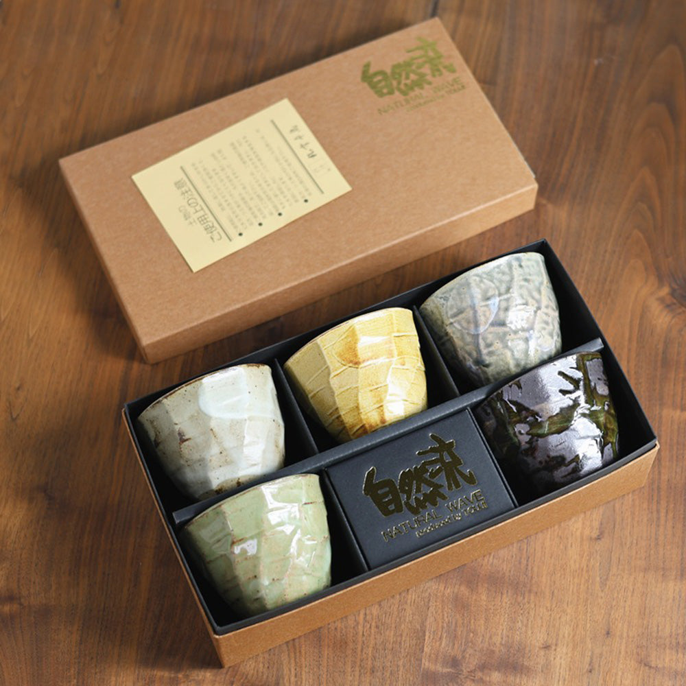 Japanese Seto-Yaki Wabi-Sabi Tea Cup Set of Five – Umi Tea Sets