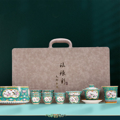 Enamel Porcelain Four Seasons Tea Set