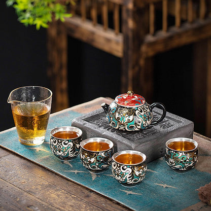 Chinese Gold And Silver Tea Set