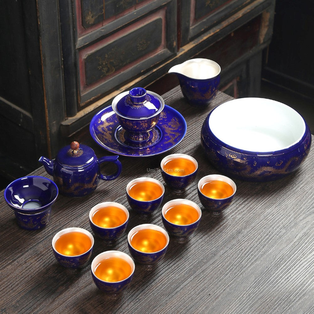 Chinese Dragon and Phoenix Porcelain Tea Set