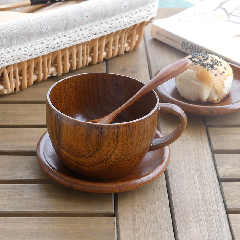 Wooden Tea Cup With Saucer And Spoon – Umi Tea Sets