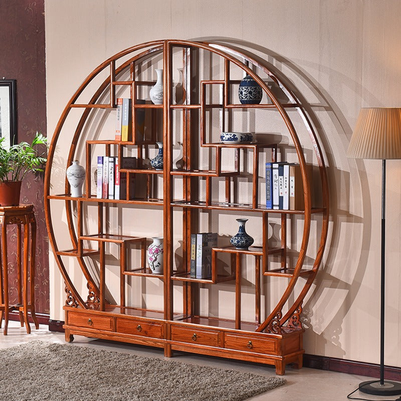 Round Shaped Chinese Curio Display Cabinet Shelf