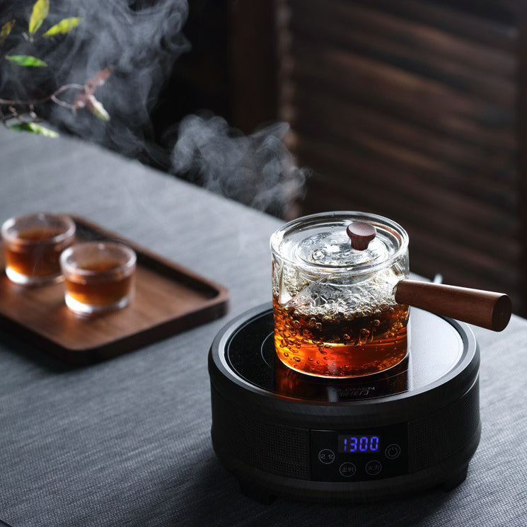 Glass Teapot With Wooden Handle