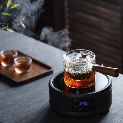 Glass Teapot With Wooden Handle