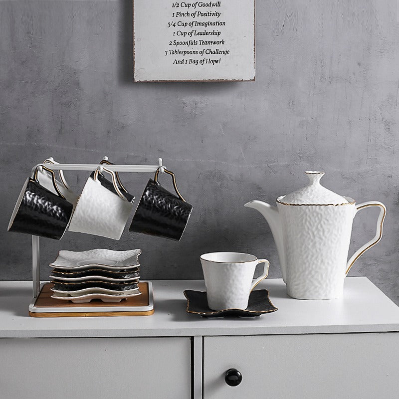 Modern Black And White Tea Set