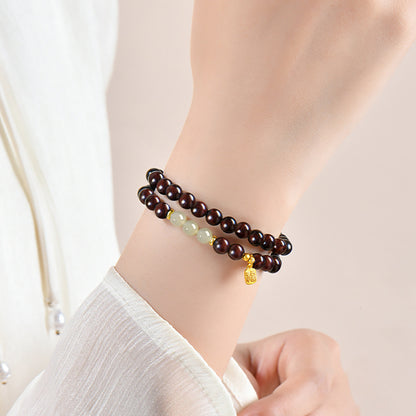 Sandalwood &amp; Hetian Jade Bead Bracelet