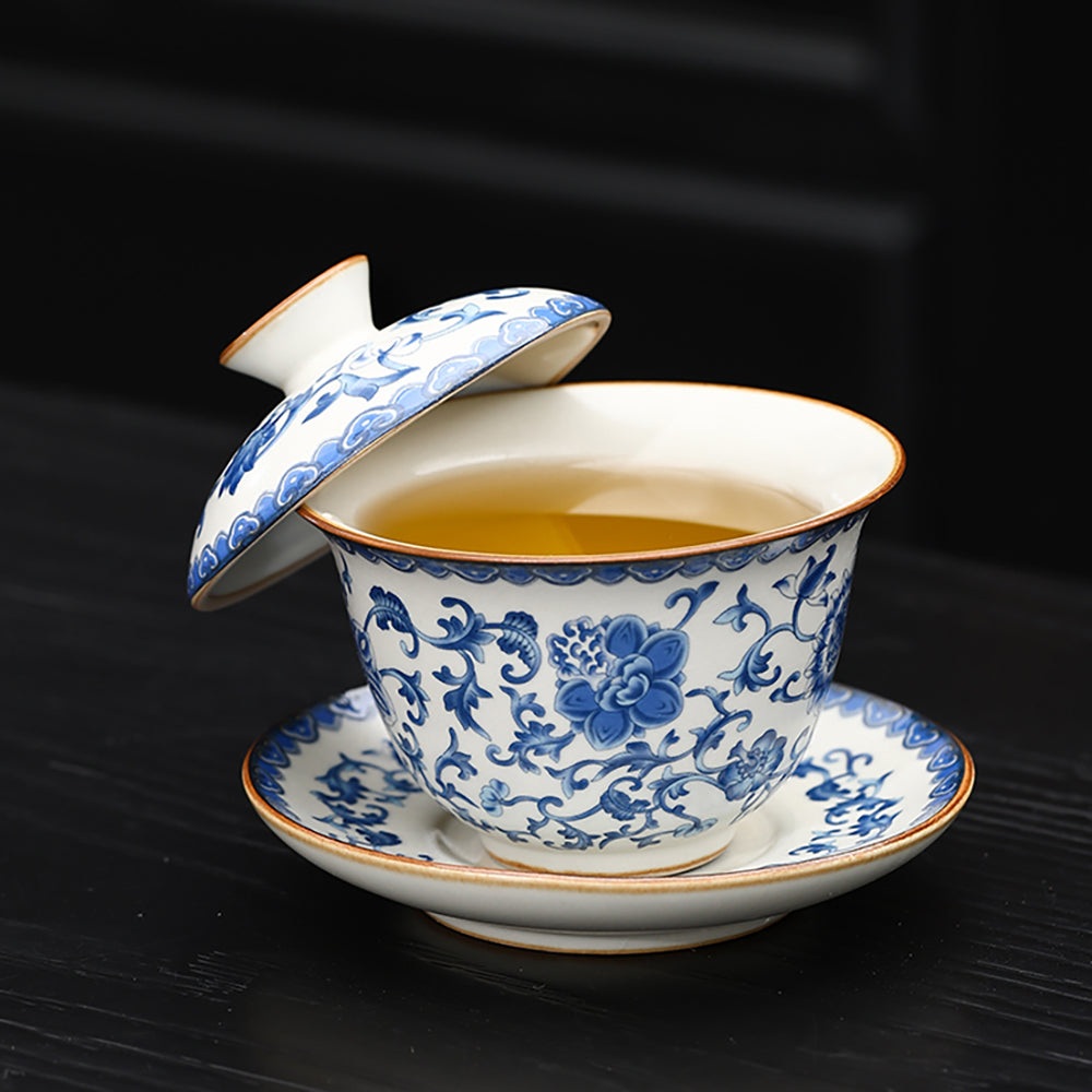 wan♡wan Blue And White Ruyao Porcelain Gaiwan – Umi Tea Sets