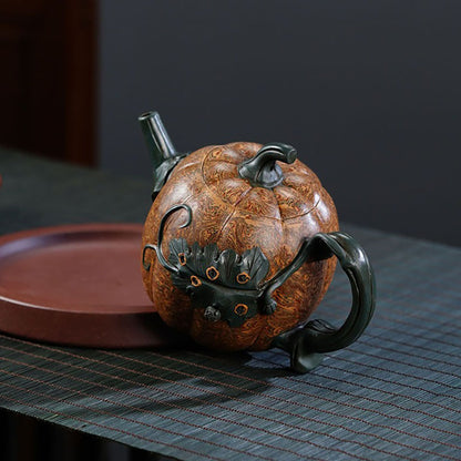 Yixing Jiao Ni Clay Pumpkin Teapot