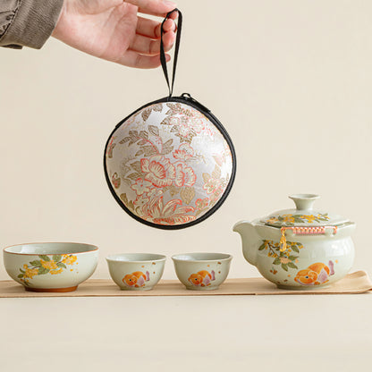 Osmanthus And Koi Travel Tea Set