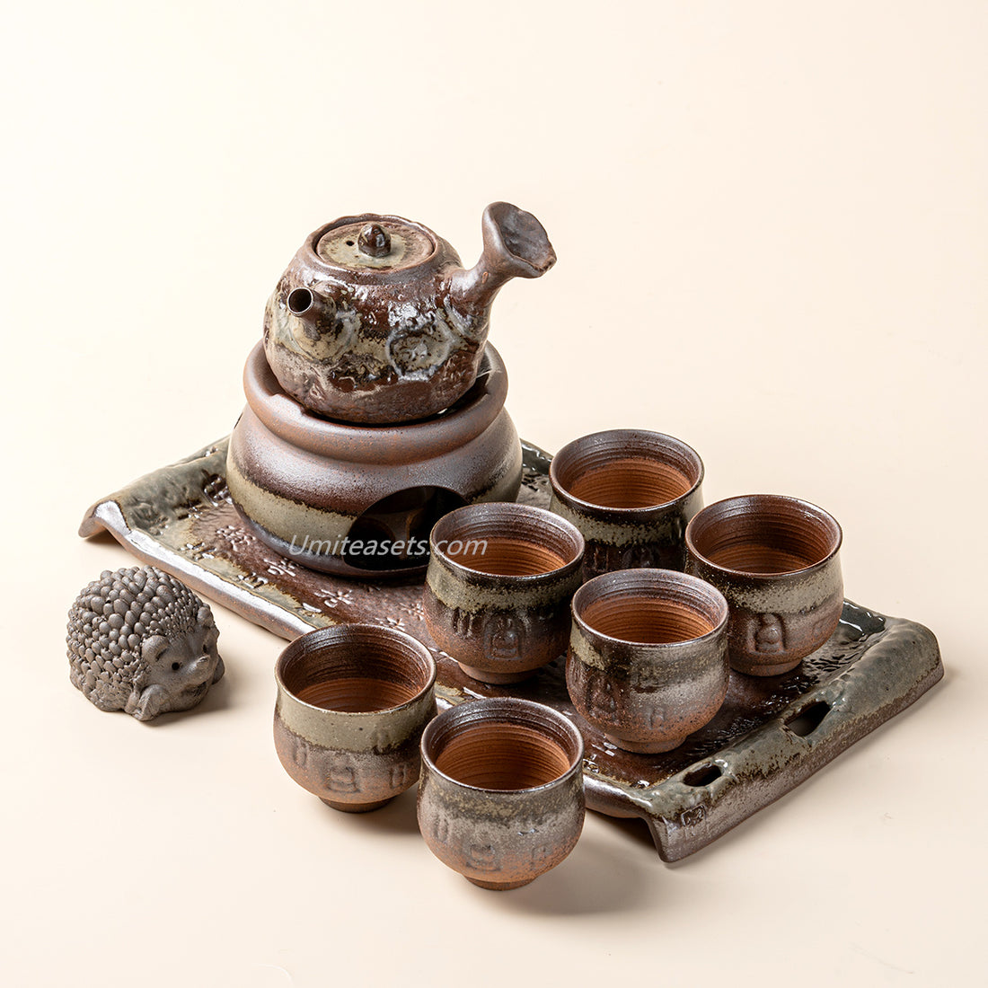 Coarse Pottery Chai Kiln Green Glaze Tea Set
