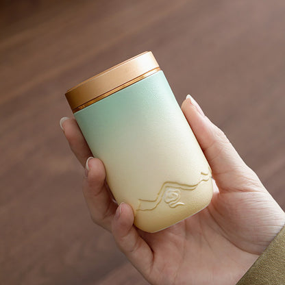 Gradient Ceramic Portable Four Tea Caddies Set