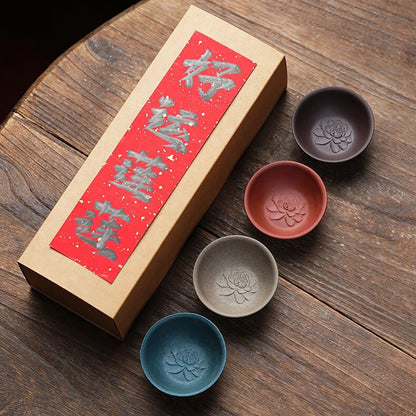 Purple Clay Lotus Gongfu Tea Cup Set