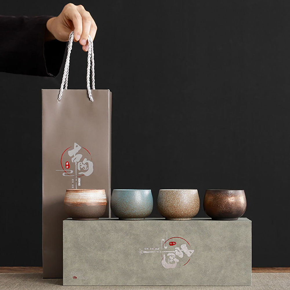 Coarse Pottery Gongfu Tea Cup Set