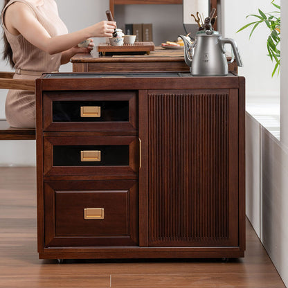 Walnut Integrated Movable Tea Table