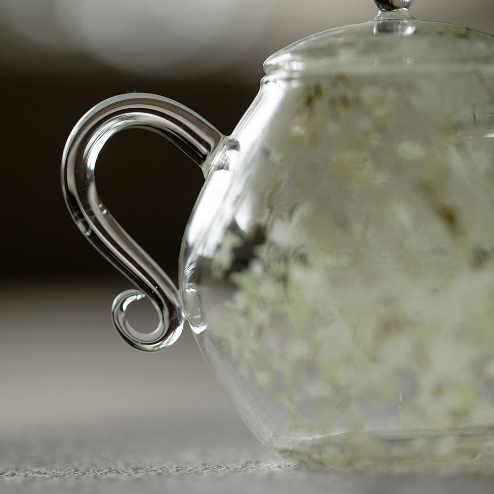 Spring Pear Blossom Borosilicate Glass Teapot