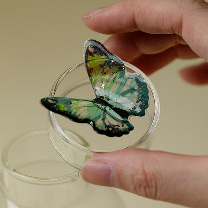 Green Butterfly Borosilicate Glass Teapot