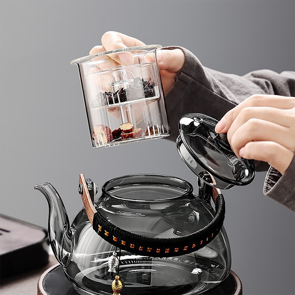 Grey Glass Teapot With Steam Infuser