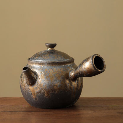 Japanese Pottery Gilded Iron Glaze Teapot