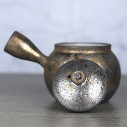 Japanese Pottery Gilded Iron Glaze Teapot