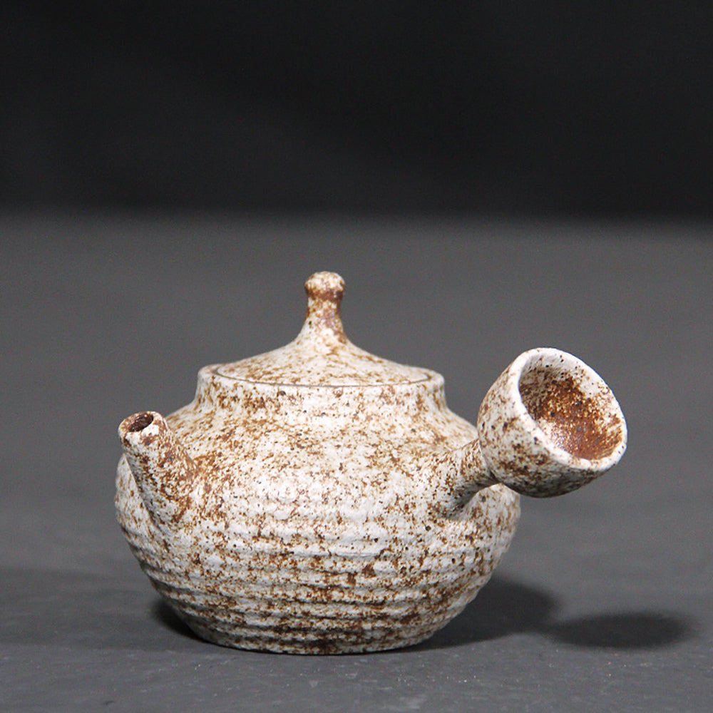 Japanese White Pottery Side-Handled Teapot