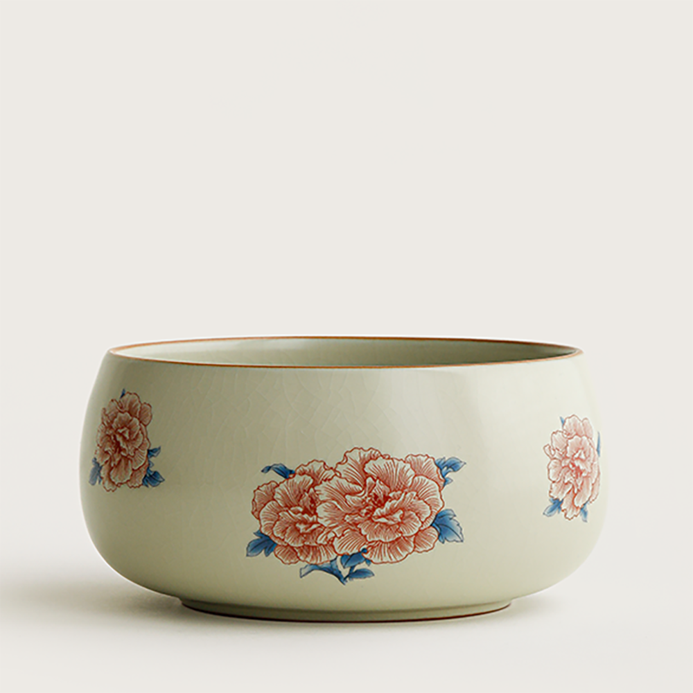 Hibiscus Flower Ruyao Porcelain Tea Washer
