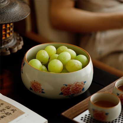 Hibiscus Flower Ruyao Porcelain Tea Washer