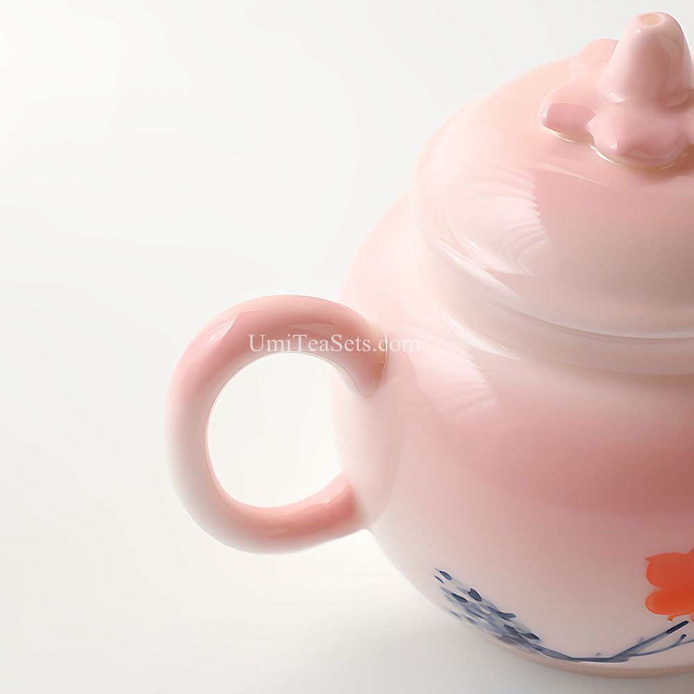 Gradient Pink Peach Blossom Porcelain Tea Set