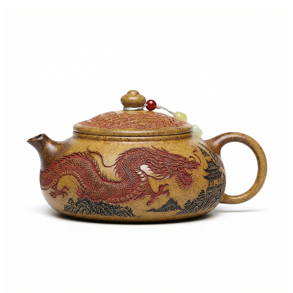 Yixing Dragon Bone Gold Sand Dragon Teapot
